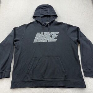 Mens Nike Black Graphic Logo Pullover Hoodie Sweatshirt XXL
